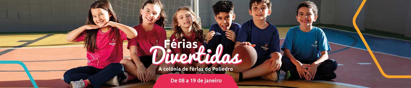 Alunos Poliedro participando das Férias Divertidas, a colônia de férias do Poliedro